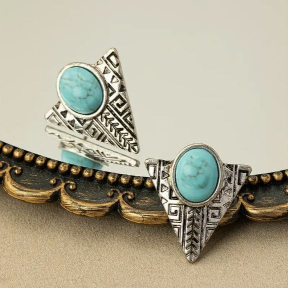NEW Carlita Silver Turquoise Blue Stone Zuni Southwestern Earrings